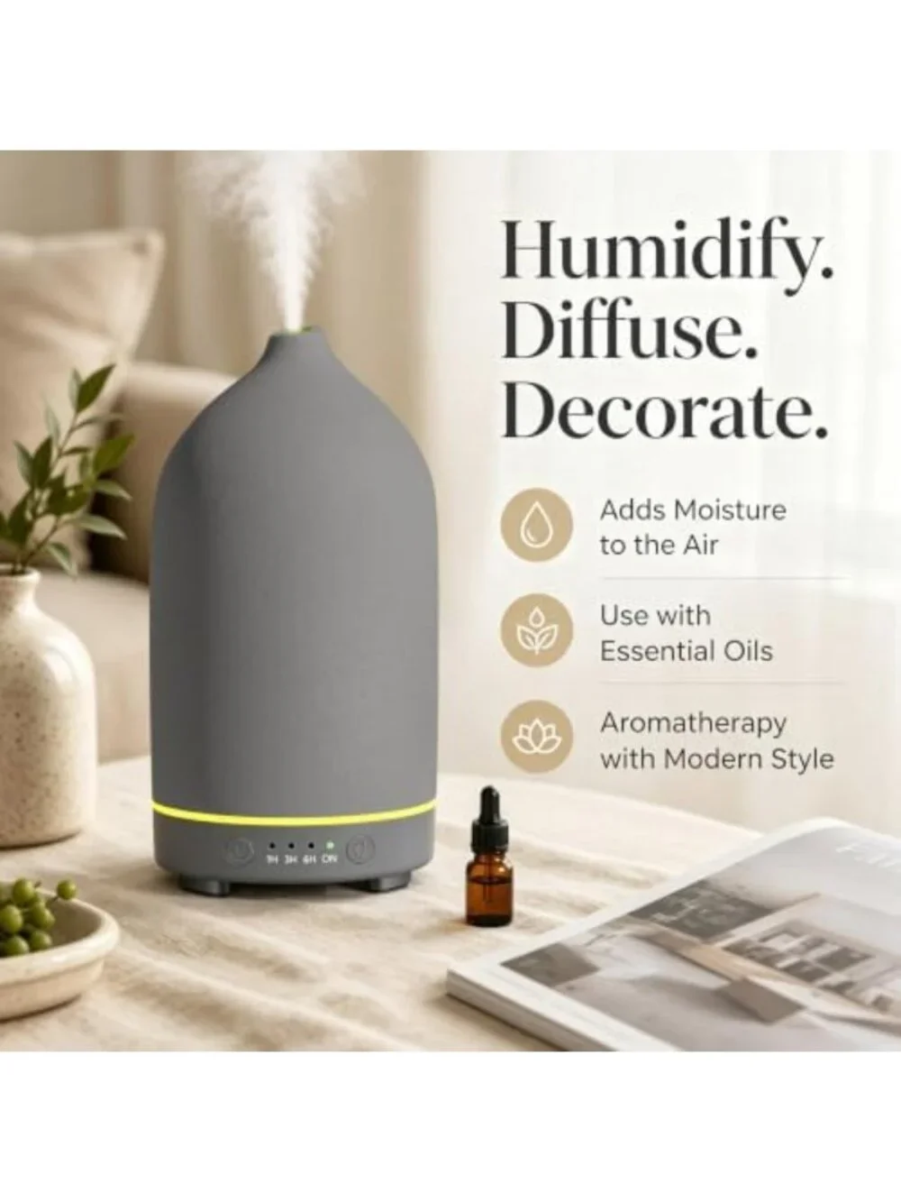 200ML Stone Ceramic Essential Oil Diffuser for Home, Aromatherapy & Relaxation